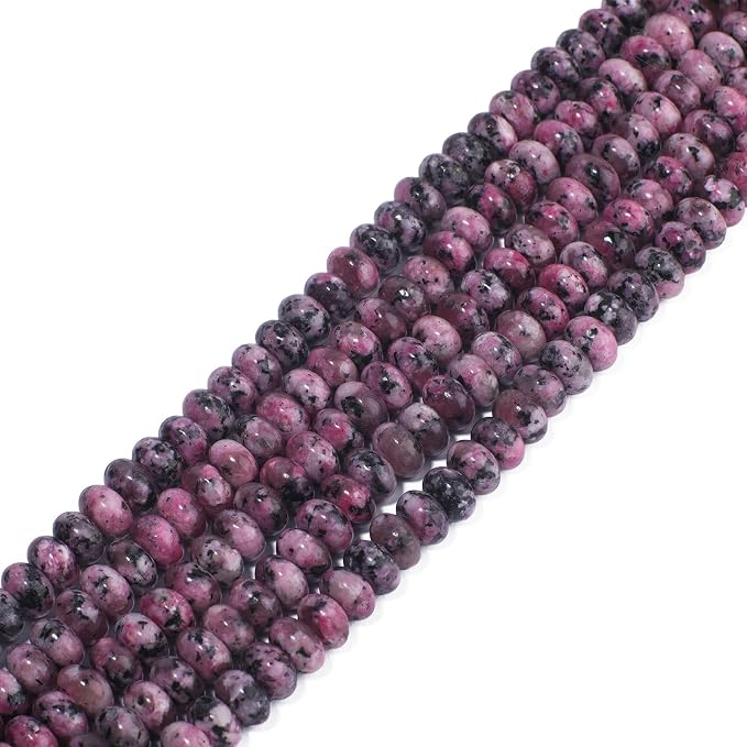 Songxi 5x8mm Natural Red Sesame Jasper Stone Rondelle Beads, Gemstone - Image 3