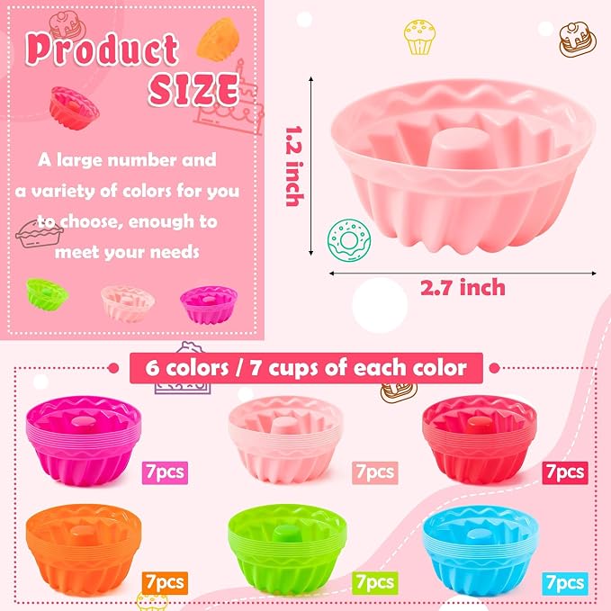 R HORSE 42Pcs Silicone Baking Molds Pumpkin Shapes Baking Cups Non-Stick Donut - Image 3