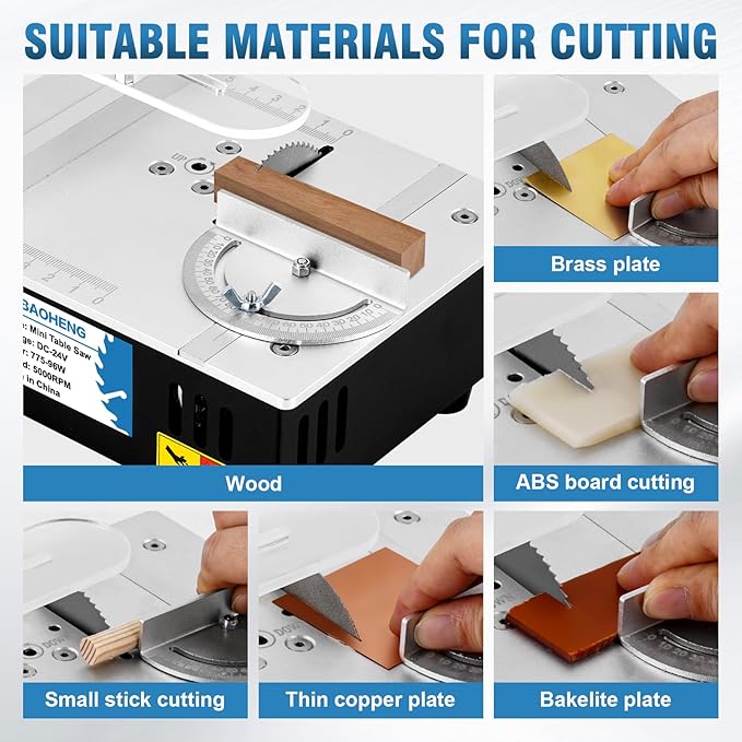 MXBAOHENG Updated Mini Multifunctional Table Saw with Cutting & Sanding Switch, Small Portable Hobby Table Saw for DIY Crafts, Model Making, Wood/Plastic/Acrylic Cutting, 96W 7-Speed Control