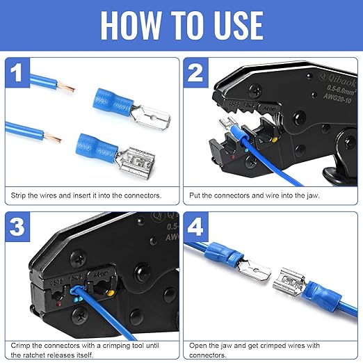 Qibaok 1500pcs Wire Connectors - Insulated Electrical Wire Terminals (Copper) - Ring, Butt, Spade, Fork Connector Kit - Red, Blue, Yellow