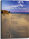 Footprints in the Sand Inspirational Wall Art-Canvas Wrapping-16x24in, by YOXORDQwallart