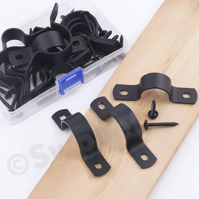 Swpeet 10Pcs 20mm Two Hole U Bracket Clamp with 20Pcs Self-tapping Screws Kit, U-Clamps, Metal Pipe Clamps, Pipe Strap Clamps, Conduit Tension Clips for Fixing Pipe or Cable