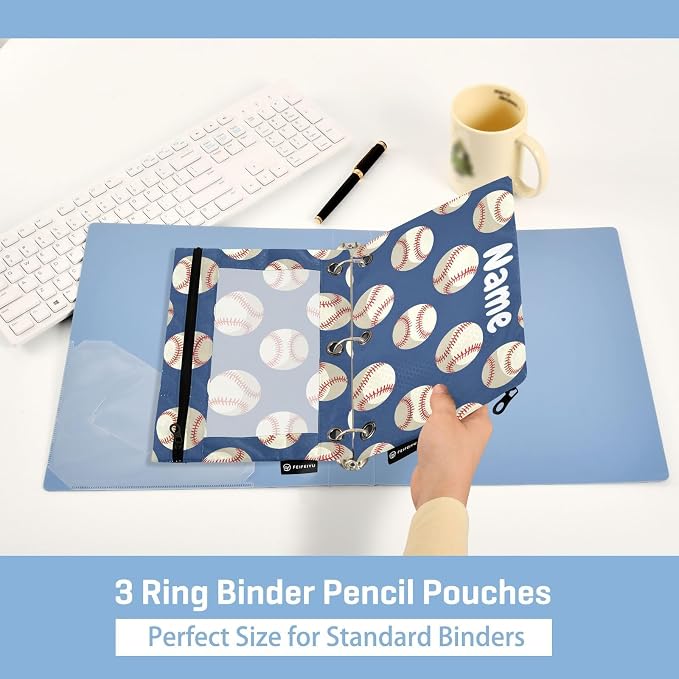 Custom Baseballs Ball Blue Pencil Pouch - Image 4
