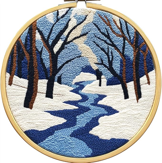 DIY Punch Needle Kits Winter Snow River Trees by Unknown