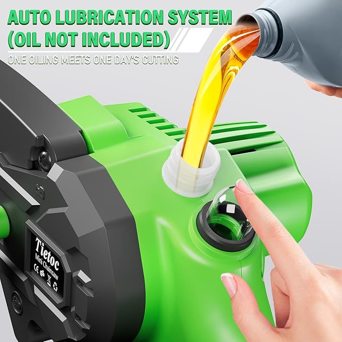 Tietoc Mini Chainsaw 8 inch Cordless with 2x 4000mAh Batteries, Battery Powerd Chain saw with Oiler, Lightweight Handheld Saw for Household & Garden, Gifts for Men, Dad, Husband, Gardener and DIYer