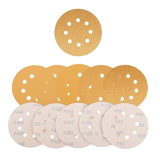 AEROPRO Tools 5 Inch Sanding Discs Hook and Loop, 80/120/240/320/400 Grit Orbital Sander Sandpaper, Sanding Pads for Wood and Automotive, 50 Pack