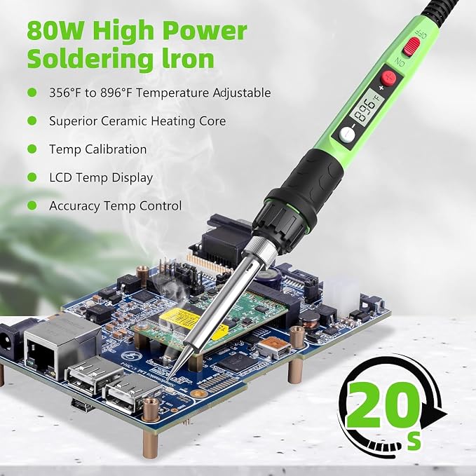 Soldering Iron Kit, 80W 110V LCD Digital Solder Iron Pen - Image 3