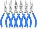 Needle Nose Pliers Set, mshandto 5" Long Nose Pliers for Wire Bending, 6 Pack High Carbon Steel Needle Nose Pliers, Serrated Jaw Pliers for Jewelry Making, Electronics, Object Grasping, Craft Making