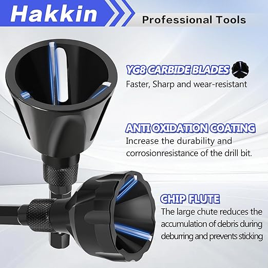 2PCS Burr Removal Tool for Metal, Hakkin Deburring External Chamfer Tool with Tungsten Carbide Blade, Bolt Deburring Tool for 1/8" to 1" (3-25mm), Bolt Thread Repair Tool Chamfer Bit with Hex Shank