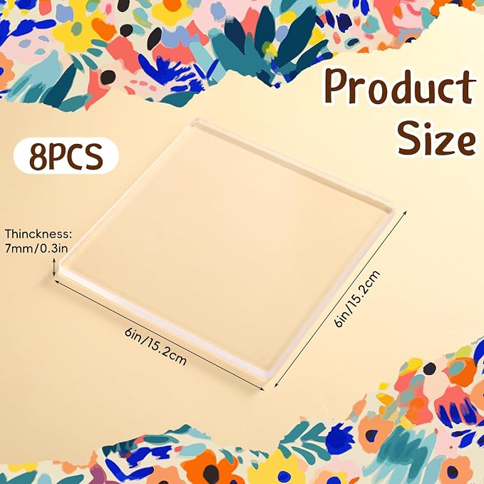 Threlaco 8 Pack Monoprinting Print Plates 6 x 6 Inch Reusable Silicone Plate - Image 2