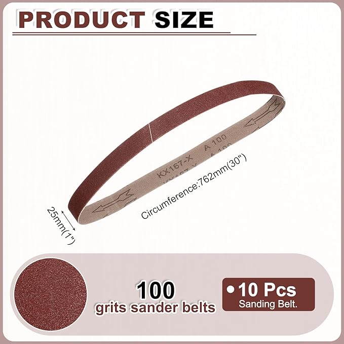 HARFINGTON 1 x 30 Inch Sanding Belts, 10 Pcs 100 Grits Aluminum Oxide Abrasive Belt Sander File Belt for Woodworking, Metal Polishing, Knife Sharpener