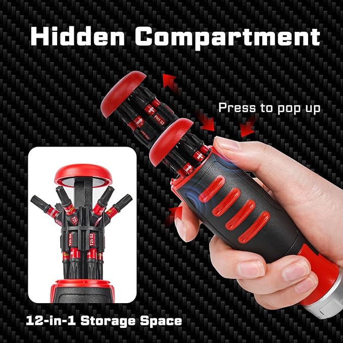 53Pieces Ratcheting Screwdriver Set, 12-in-1 1/4" Hex Shaft Magnetic Screwdriver Quick-Load Screwdriver Bits/Sockets and Adapter Multi-bit Screw Driver Repair Tool