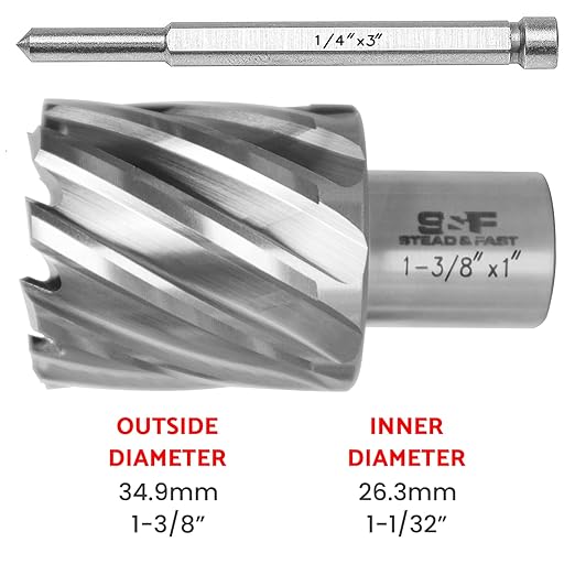 S&F STEAD & FAST Annular Cutter High Speed Steel 1-3/8" x 1" with Pilot Pin