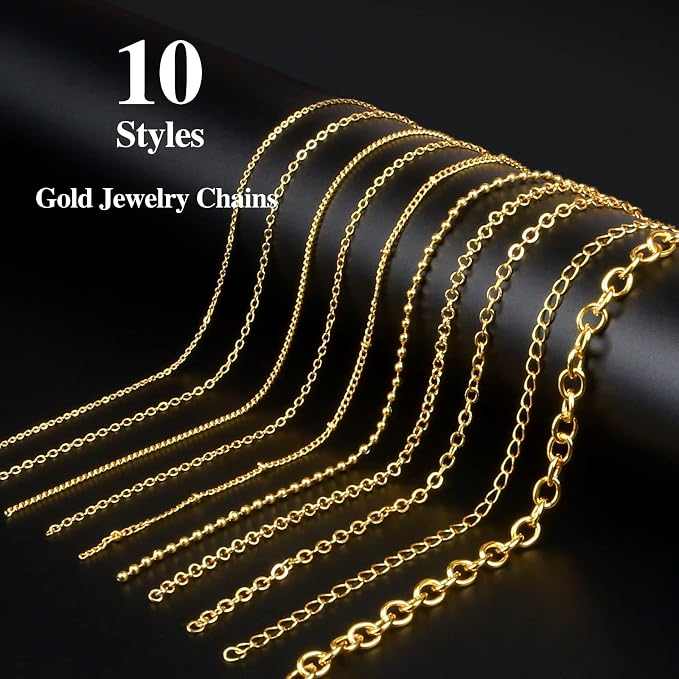 Ecoofor Gold Necklace Chains for Jewelry Making, 78.7 Feet 10 Rolls Jewelry - Image 2