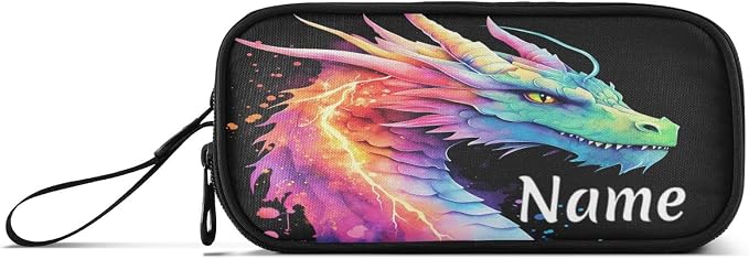 Custom Lightning Dragon Watercolor Pencil Case Box Boys Girls Personalized Name - Image 8