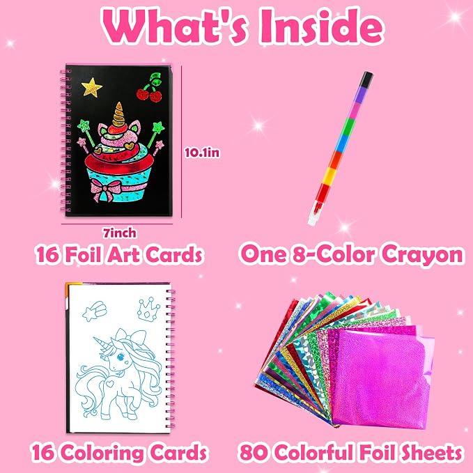 FUNNYB&G Foil Art Craft Kit for Girls 4-10 Years Old: Mess-Free & No-Glue - Image 5