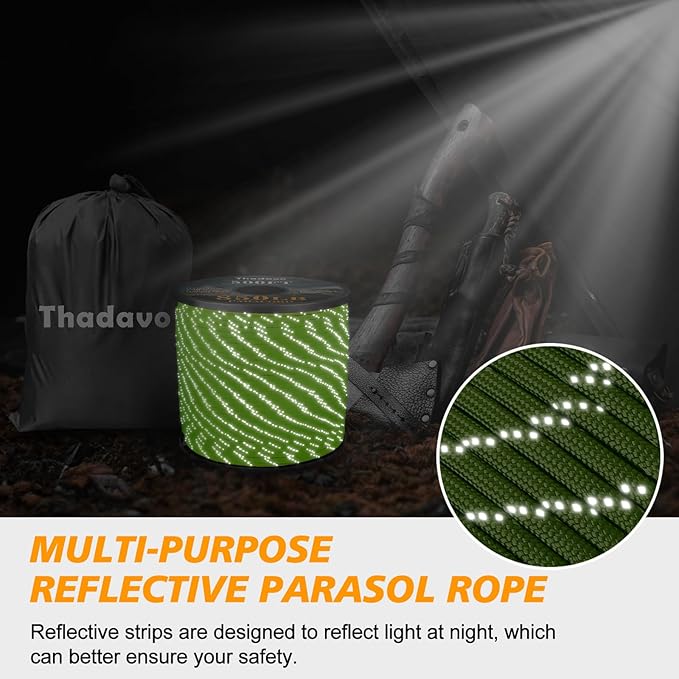 Reflective Paracord Rope 850Ib, 50/100/200/500/1000ft 4MM 11 Strand Parachute Spool Cords, Paracord Lanyard String for Tent, Camping, Hiking, Fishing, Survival Bracelet, Neon Green 500FT