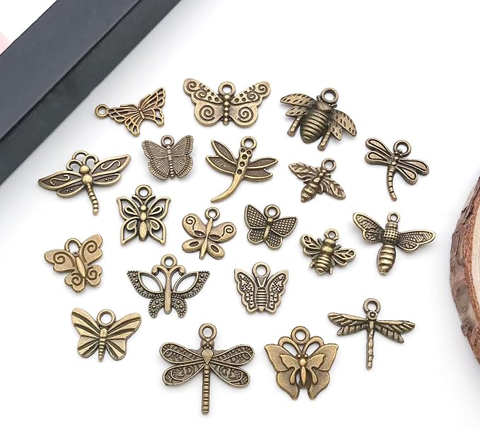 WOCRAFT 60pcs Antique Bronze Butterfly Charms Bracelet Charms - Image 3