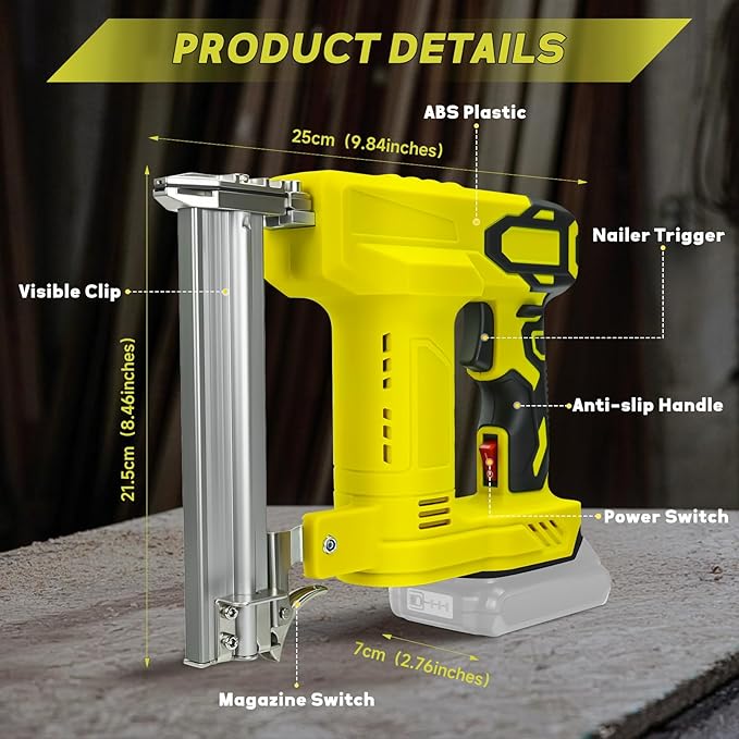 Cordless 18 Gauge Nailer Gun for DeWalt 20V Max Battery, 18 GA 2 in 1 Brad Nailer/Staple Gun with Pack of Nails and Staples Nail Gun for Home Improvement & Woodworking(No Battery)