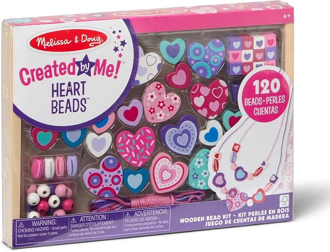 Melissa & Doug Created by Me! Heart Beads Wooden Bead Kit, 120+ Beads and 5 by Unknown