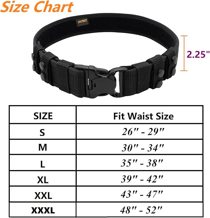 Duty Belt w/ 4 Keepers 2.25" Nylon Stiff Utility Belt Police Correctional Officer Work Patrol Gear Carrier L