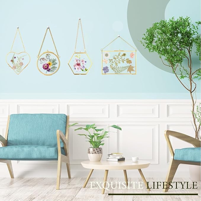 Pressed Flower Frames, Wall Hanging Double Glass Picture Frames - Image 3