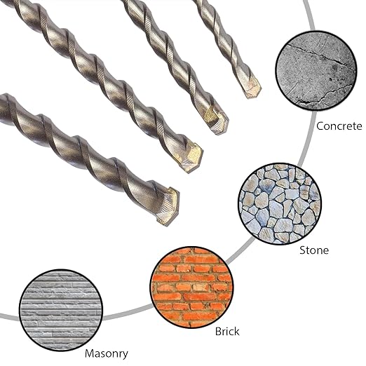 SDS Plus Drill Bits – 4pcs 12 Inch Concrete Masonry SDS Plus Drill Bit Set - Carbide Tipped - Rotary Hammer Drill Bits for Brick, Stone, Concrete (5/8” x 12”, 3/4” x 12”, 7/8” x 12”, 1” x 12”)