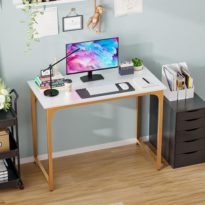 PayLessHere | 39 Inch Computer Desk | White Gold | Office Desk - Image 7