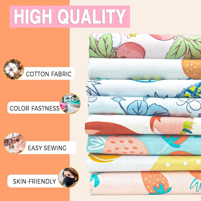 Aubliss 8pcs Fat Quarter Fabric Bundles Quilting Cotton Craft Fabric Pre-Cut - Image 3