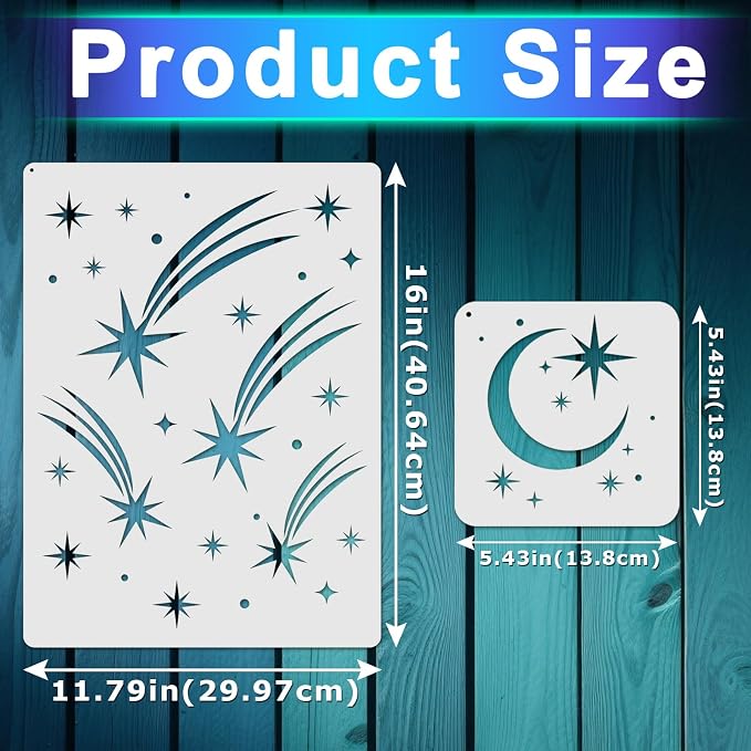 18 PCS Large Star Stencil for Painting Reusable Paint Stencils for Walls - Image 2