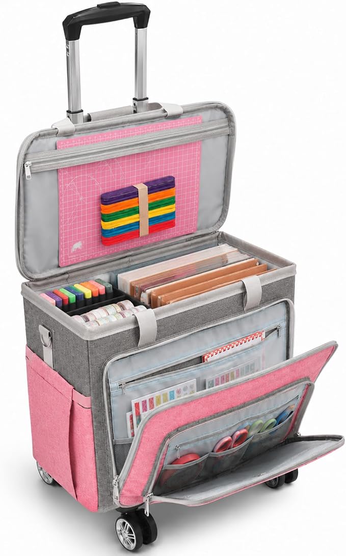 Rolling Teacher Bag With Wheels, Tote Organizer With Detachable Trolley by FINESUN