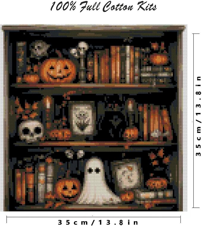 YERUOUIU Halloween Stamping Cross Stitch Kit, Ghost Counting Cross Stitch Kit - Image 2