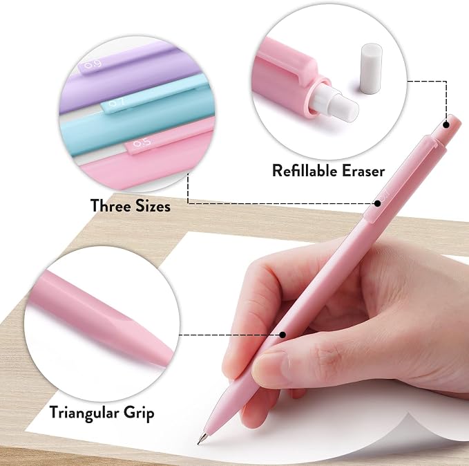 Four Candies Cute Pastel Mechanical Pencil Set, 3 Sizes Included | 0.5/0.7/0.9mm - Image 5