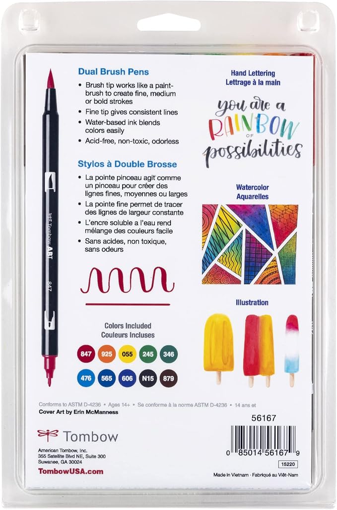 Tombow Dual Brush Marker 10-Piece Set: Primary - Image 2