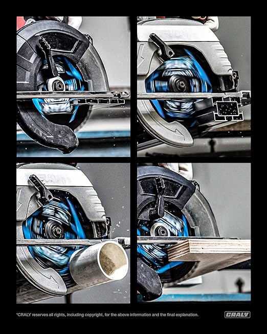 CRALY 7-1/4 Inch 56 Teeth Aluminum and Non-Ferrous Metal Cutting Circular Saw Blade, 5/8 Inch Arbor, Carbide Tipped, Thin Kerf, Black Ice™ Coating, for Medium Aluminum, Plastic, Composite(C0756AL)