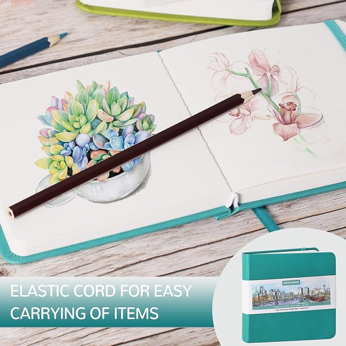 Prudiut Hardcover Pocket Sketchbook, 98lb/160gsm Heavyweight Tiny Sketch Book - Image 5