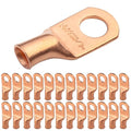 SELTERM 25pcs 6 AWG 5/16" Stud (Wide Pad) Battery Lugs, Ring Terminals, Heavy Duty Copper Wire Lugs, Battery Cable Ends, 6 Gauge Ring Terminal Connectors, UL Bare Copper Eyelets Battery Cable Lugs