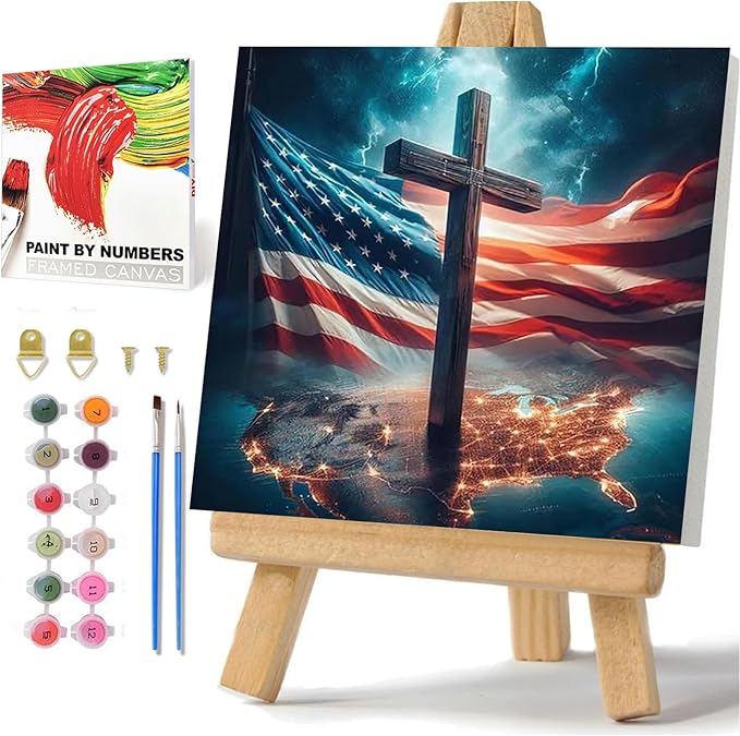 hkejoi American Flag Paint by Numbers Kit by hkejoi
