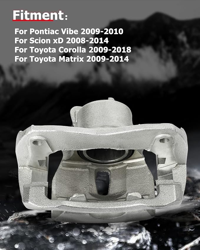 cciyu Front Left Brake Caliper Assembly w/Bracket 19B3434 2009-2010 For Pontiac For Vibe,2008-2014 For Scion For xD,2009-2019 For Toyota For Corolla,2009-2014 For Toyota For Matrix