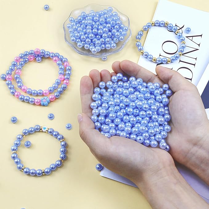 DUQGUHO 6mm Blue Beads for Bracelets Pearl Beads for Jewelry Making Bulk Craft - Image 5
