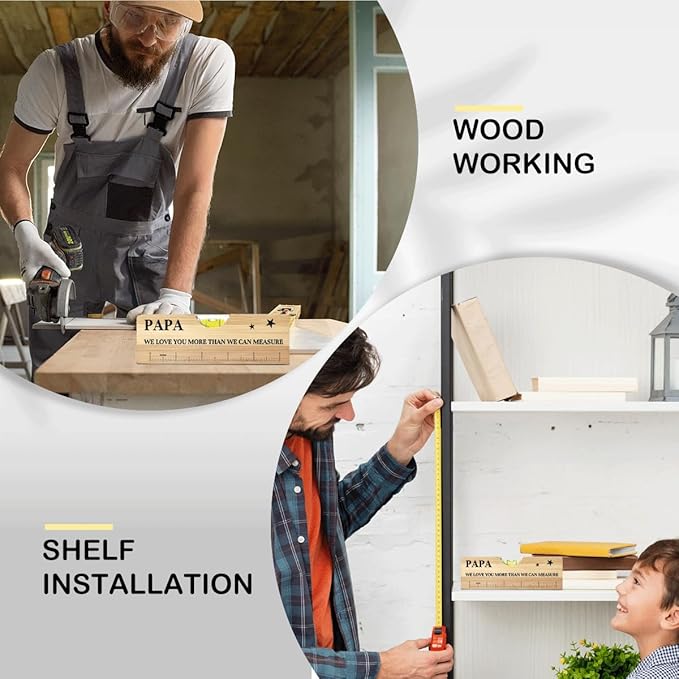 Fathers Day Birthday Gifts for Papa Dad from Daughter Son Wife Wooden Spirit Level Valentines Christmas Thank You Gifts Ideas for Daddy New Dad Papa Grandpa