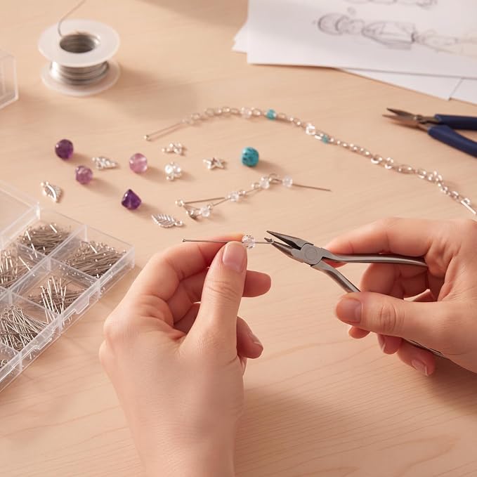 Junkin 1400 Pcs Eye Pins Mix Jewelry Findings 0.63 * 0.79 * 1.18 in Open Eye - Image 4
