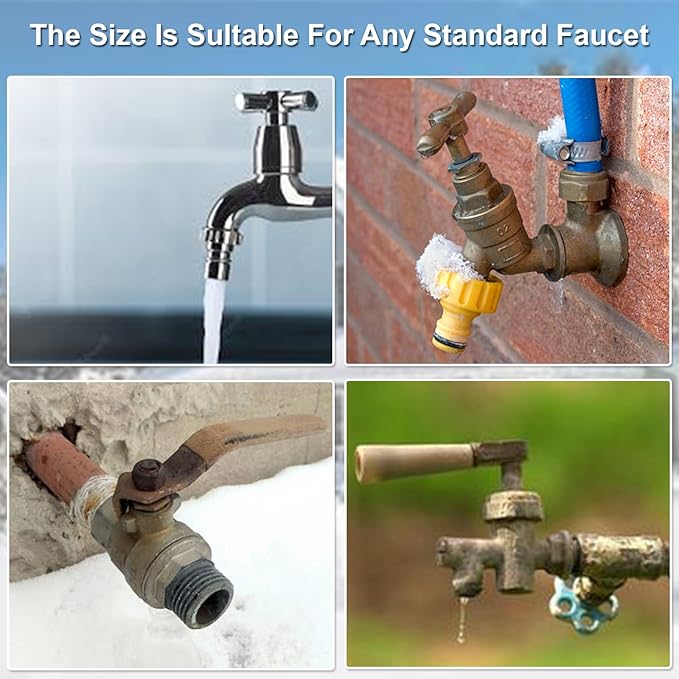 The Original Pipe Insulation Cover (5˚F) Winter Pipe Insulation (UV-Coated),Pump Cover, Sprinkler Irrigation Valve Cover, Backflow Preventer Freeze Protection (Faucet Covers (Cotton)) - 1 Pair