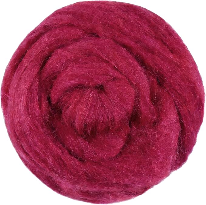 Rose Red Felting Wool, 3.5oz Wool Roving, Soft Wool Batting by MakeEveryProductCarefully