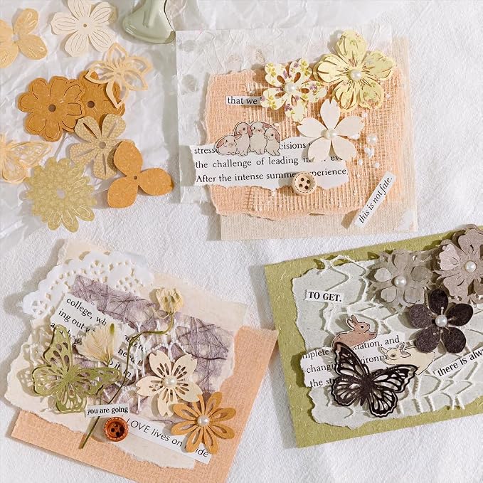 300pcs Scrapbook Paper Cutouts Lace Flowers Butterfly - Image 9