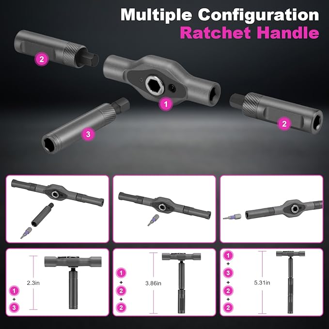 Ratchet Screwdriver Set, 42-in-1 Magnetic Bit Screwdriver Set With Detachable Ratchet Handle, Repair Tool Set for Furniture, Computers, Bicycles and DIY Project, Screwdriver Tool Kit for Women