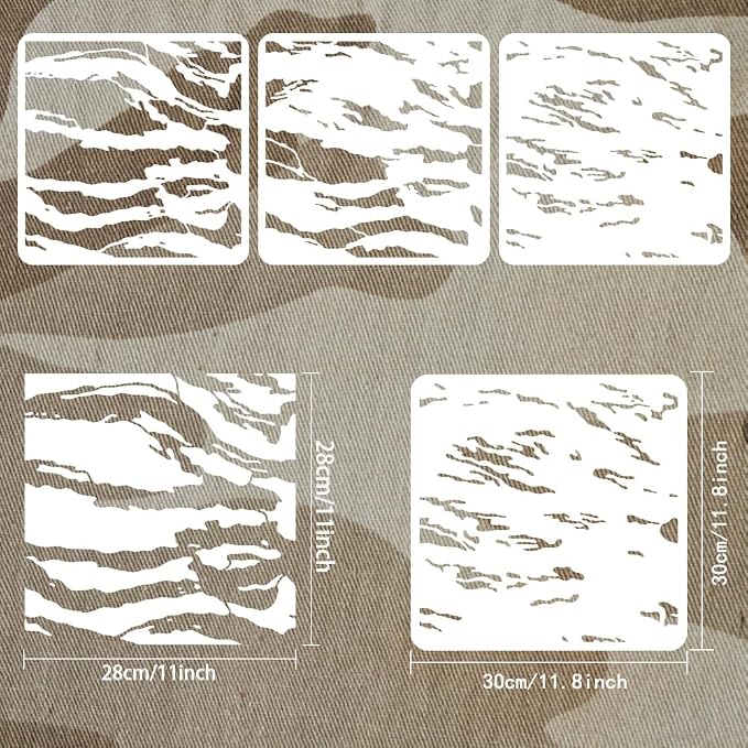 FINGERINSPIRE 3 Pcs Layered Tiger Stripe Camouflage Stencil 11.8x11.8 inch - Image 2