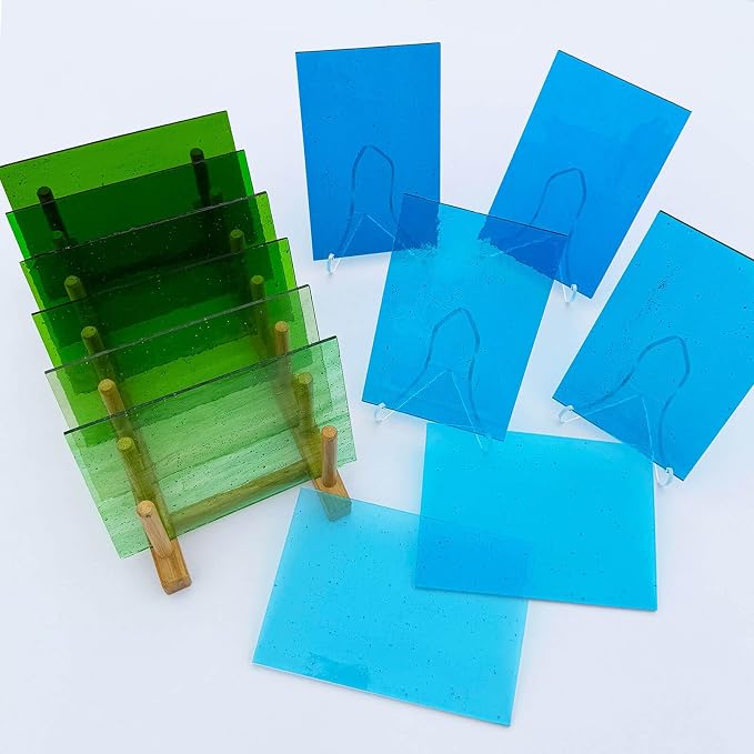 LITMIND 12 Sheets Smooth Transparent Stained Glass Sheets Blue & Green Gradient - Image 6