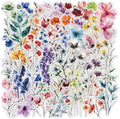 50-Pack Transparent Waterproof Watercolor Wildflower Flower Scrapbook Stickers by YOKSAS