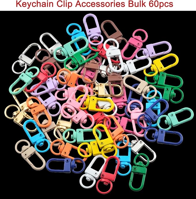 Keychain Clasp Keychain Clip Accessories Bulk 60pcs Colorful Lobster Claw Clasps - Image 2